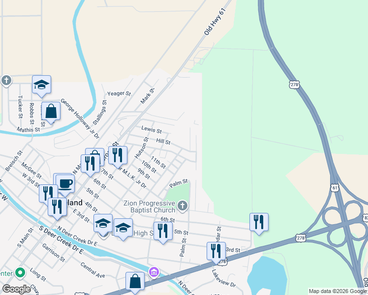 map of restaurants, bars, coffee shops, grocery stores, and more near 331 Hill Street in Leland