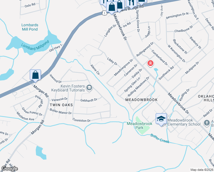 map of restaurants, bars, coffee shops, grocery stores, and more near 3645 Hopson Road in Augusta