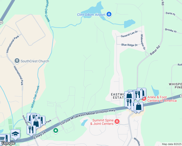 map of restaurants, bars, coffee shops, grocery stores, and more near 35 Chatsworth Circle in Newnan