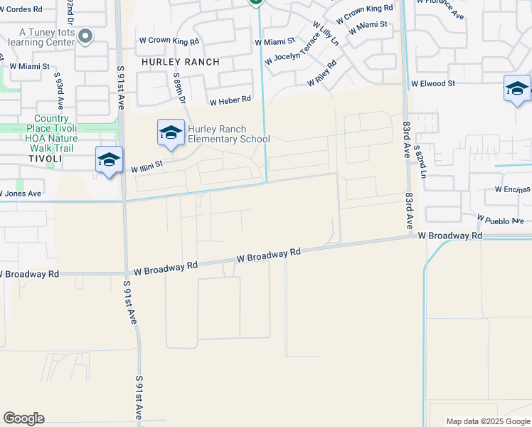 map of restaurants, bars, coffee shops, grocery stores, and more near 8702 West Broadway Road in Phoenix