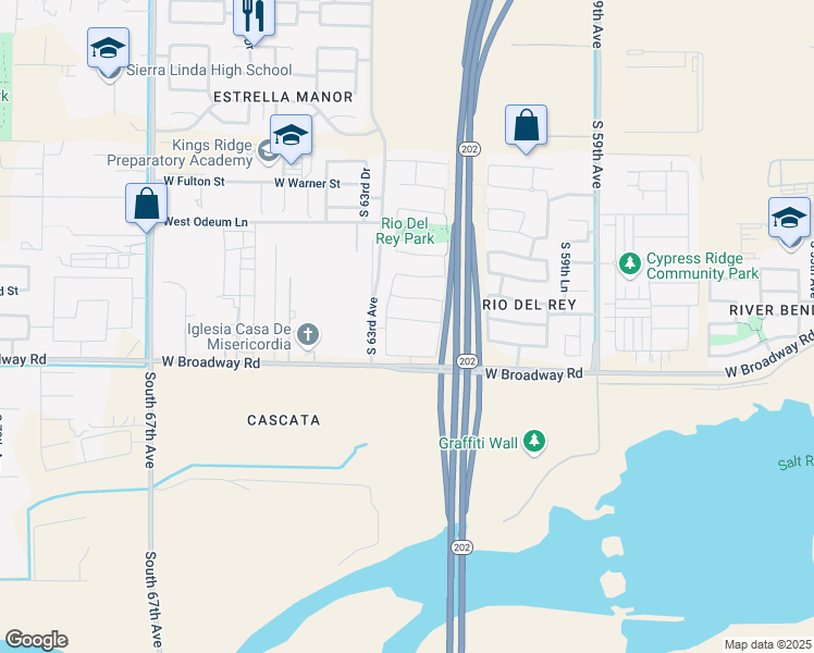 map of restaurants, bars, coffee shops, grocery stores, and more near 6233 West Wood Street in Phoenix