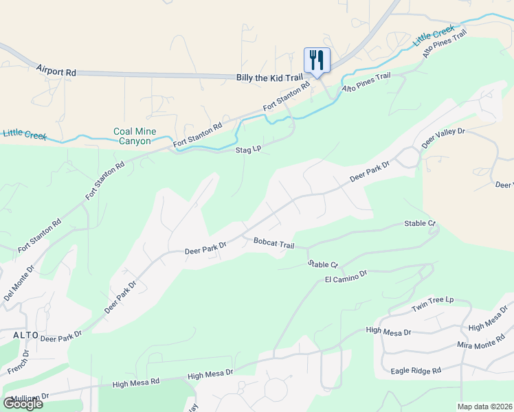 map of restaurants, bars, coffee shops, grocery stores, and more near 181 Deer Park Drive in Alto