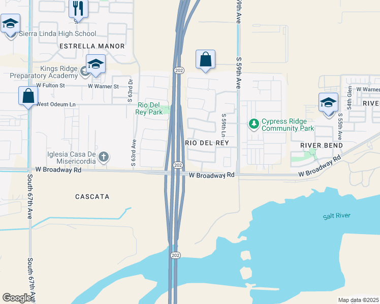 map of restaurants, bars, coffee shops, grocery stores, and more near 6057 West Wood Street in Phoenix