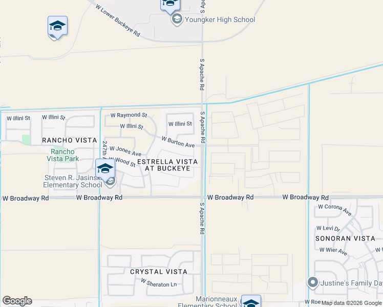 map of restaurants, bars, coffee shops, grocery stores, and more near 24356 West Amberwood Avenue in Buckeye