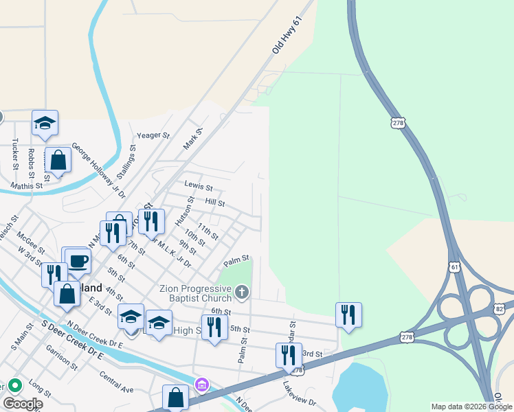 map of restaurants, bars, coffee shops, grocery stores, and more near 304 Peyton Drive in Leland