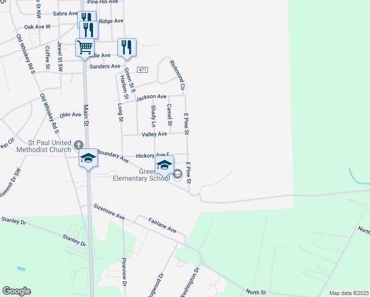 map of restaurants, bars, coffee shops, grocery stores, and more near 600-698 E Pine St in New Ellenton