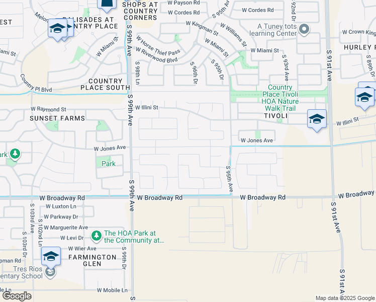 map of restaurants, bars, coffee shops, grocery stores, and more near 9634 West Atlantis Way in Tolleson