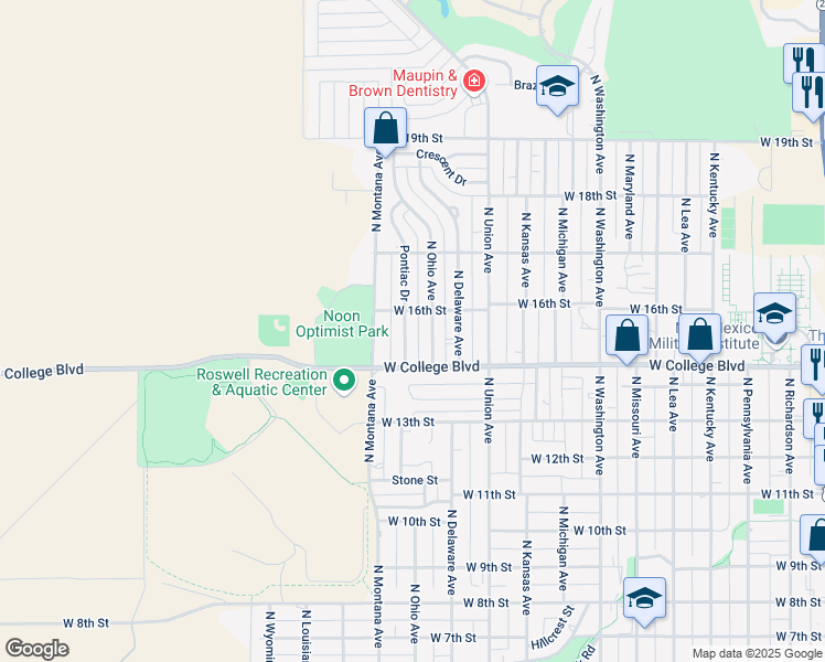 map of restaurants, bars, coffee shops, grocery stores, and more near 1512 Pontiac Drive in Roswell