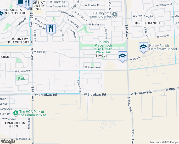 map of restaurants, bars, coffee shops, grocery stores, and more near South 94th Avenue in Tolleson