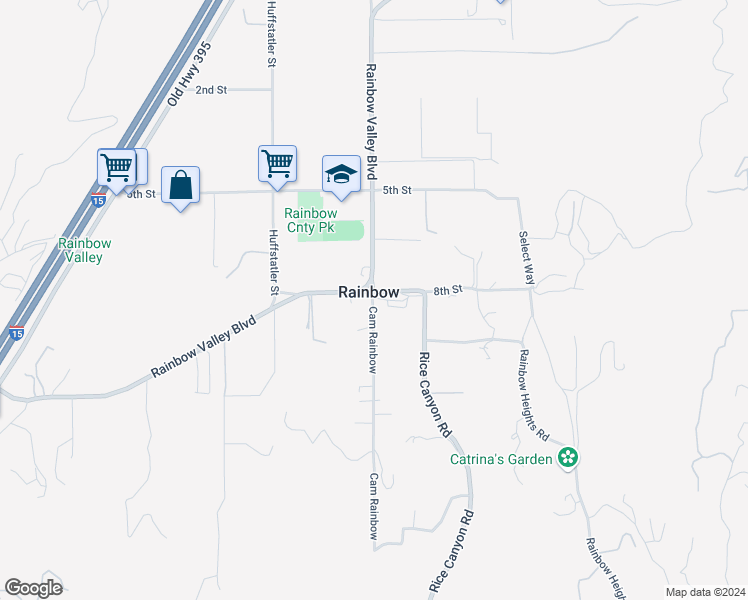 map of restaurants, bars, coffee shops, grocery stores, and more near 2061 Camino Rainbow in Fallbrook