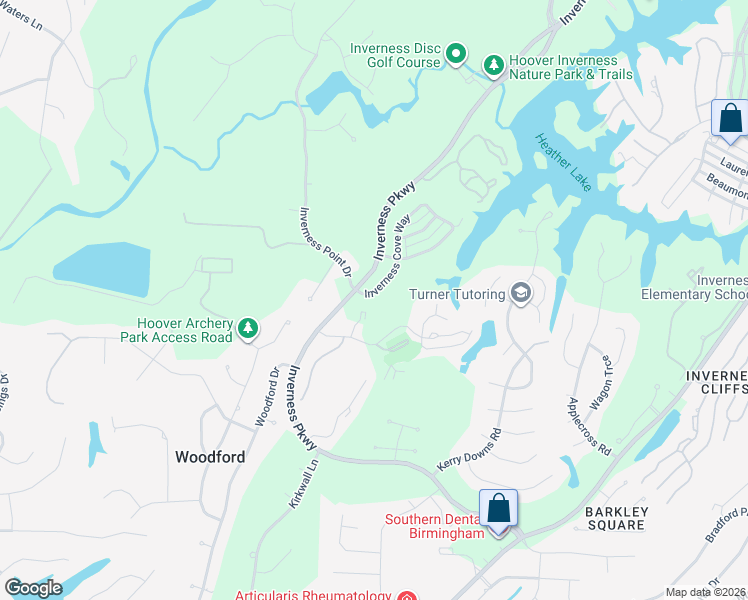map of restaurants, bars, coffee shops, grocery stores, and more near 1013 Inverness Cove Way in Birmingham