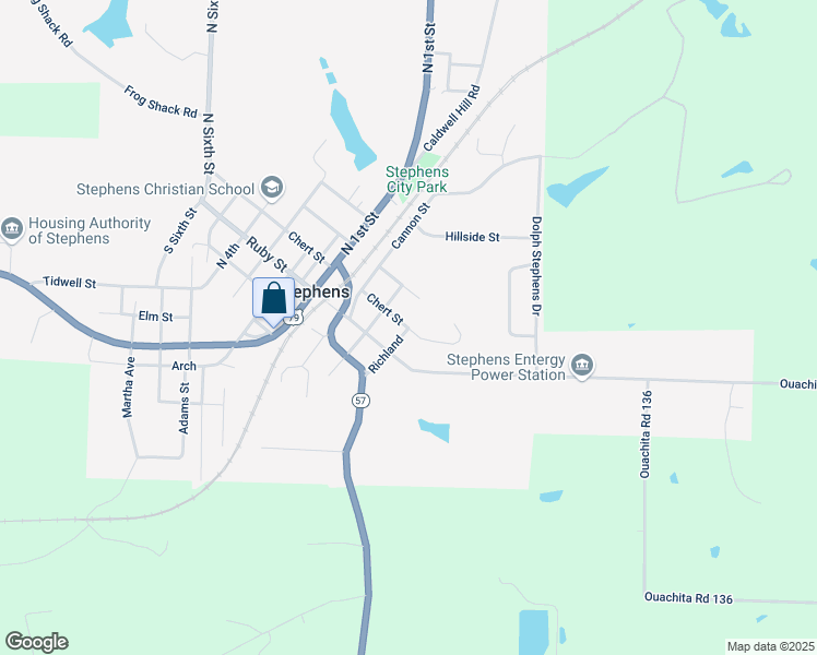 map of restaurants, bars, coffee shops, grocery stores, and more near 315 Chert Street in Stephens