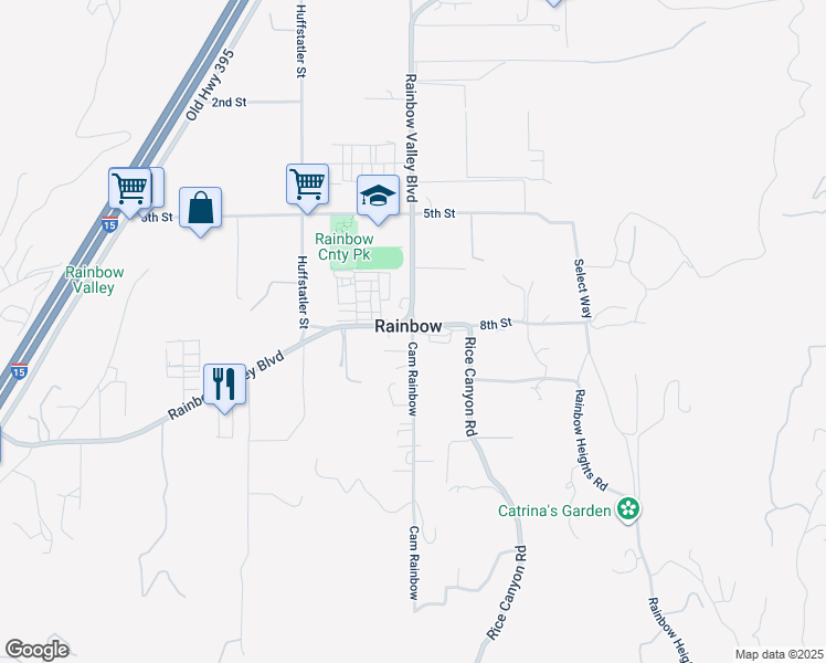 map of restaurants, bars, coffee shops, grocery stores, and more near 2057 Camino Rainbow in Fallbrook