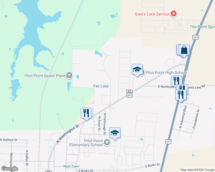 map of restaurants, bars, coffee shops, grocery stores, and more near 1306 North Saint Charles Avenue in Pilot Point