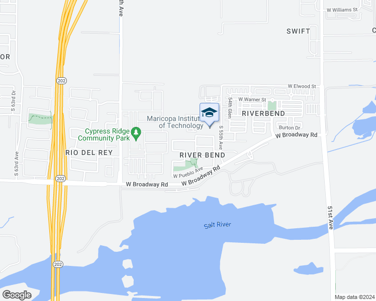 map of restaurants, bars, coffee shops, grocery stores, and more near 4109 South 56th Drive in Phoenix