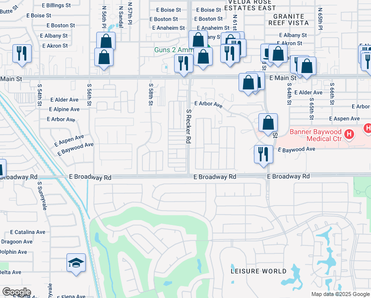 map of restaurants, bars, coffee shops, grocery stores, and more near 306 6th Street in Mesa