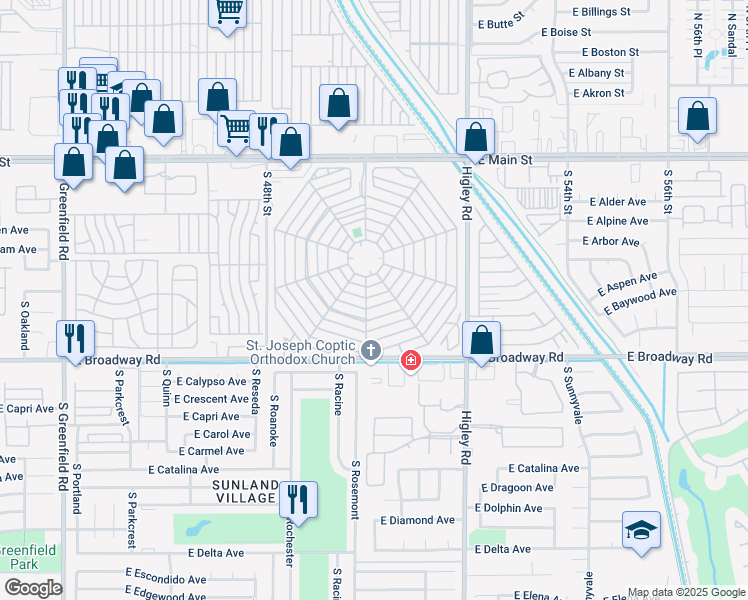 map of restaurants, bars, coffee shops, grocery stores, and more near 508 Navion in Mesa