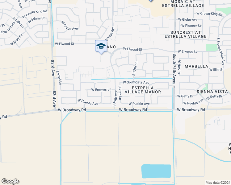 map of restaurants, bars, coffee shops, grocery stores, and more near 7938 West Encinas Lane in Phoenix