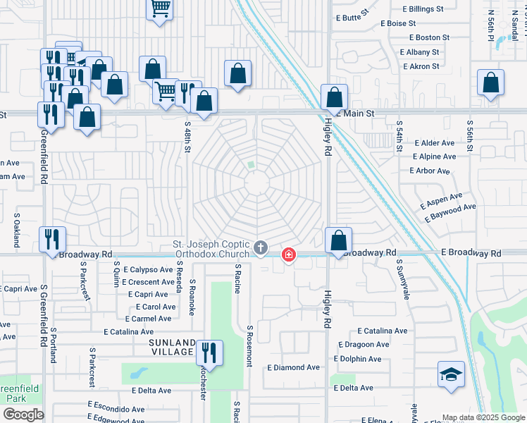 map of restaurants, bars, coffee shops, grocery stores, and more near 508 Navion in Mesa