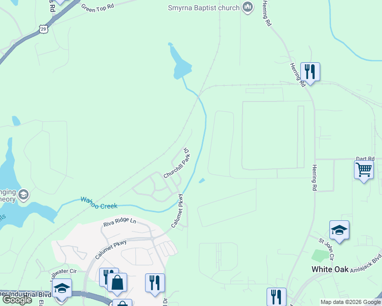 map of restaurants, bars, coffee shops, grocery stores, and more near 62 Stony Oak Drive in Newnan