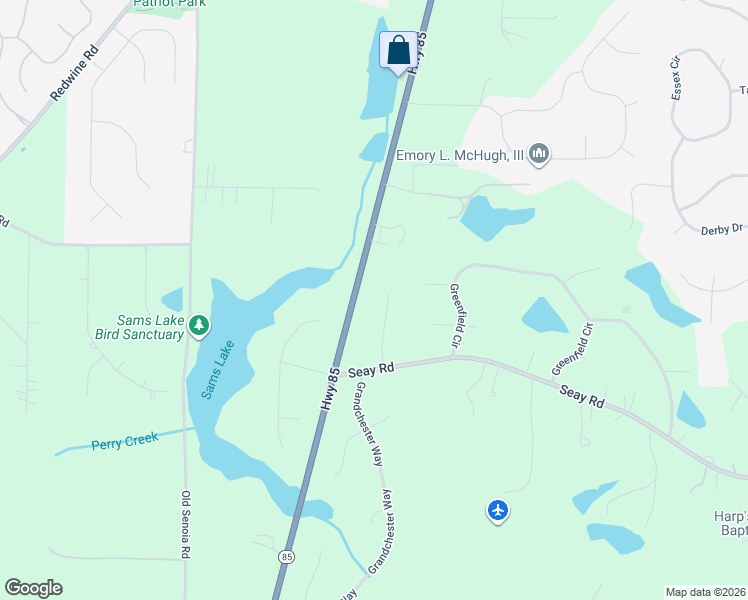 map of restaurants, bars, coffee shops, grocery stores, and more near 170 Asbury Way in Fayetteville