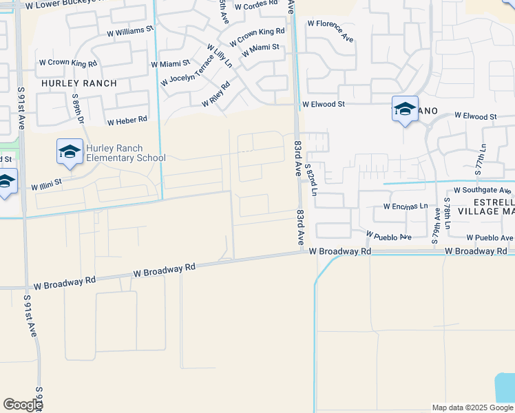 map of restaurants, bars, coffee shops, grocery stores, and more near 4048 South 83rd Avenue in Phoenix