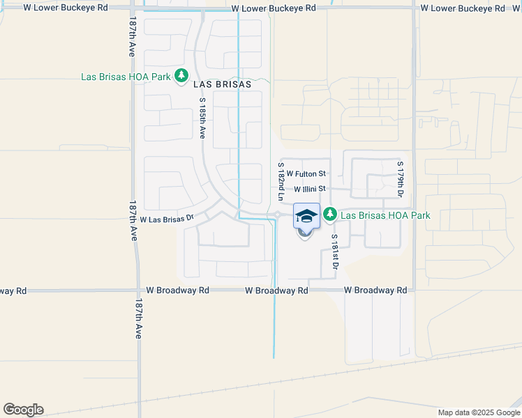 map of restaurants, bars, coffee shops, grocery stores, and more near 18353 West Vista Norte Street in Goodyear