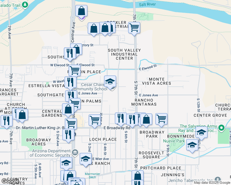 map of restaurants, bars, coffee shops, grocery stores, and more near 4001 South 3rd Street in Phoenix