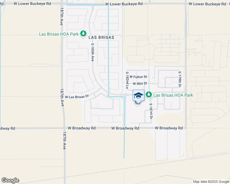 map of restaurants, bars, coffee shops, grocery stores, and more near 18353 West Vista Norte Street in Goodyear