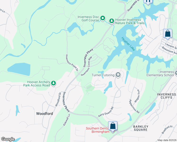 map of restaurants, bars, coffee shops, grocery stores, and more near 1069 Inverness Cove Way in Birmingham
