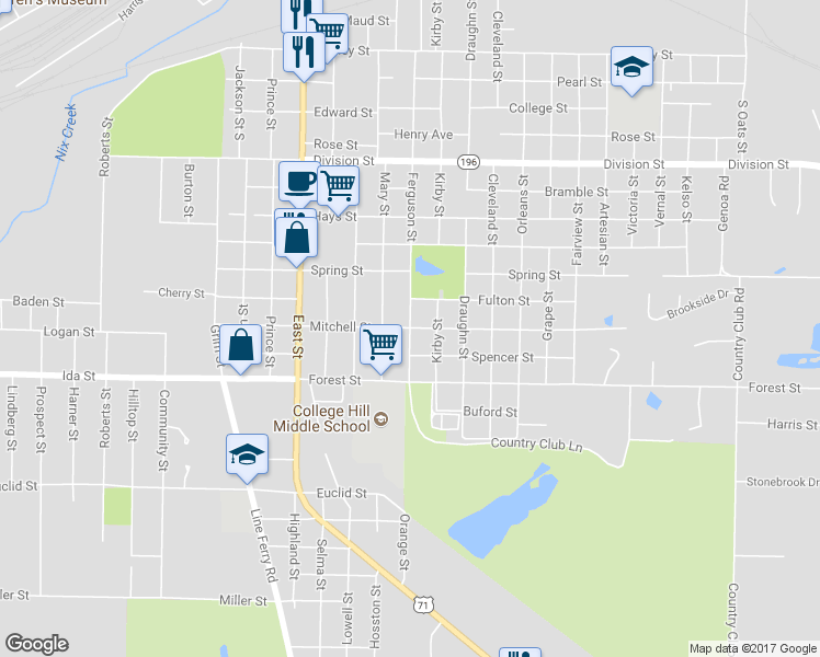 map of restaurants, bars, coffee shops, grocery stores, and more near 1102 Ferguson Street in Texarkana