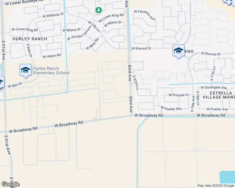 map of restaurants, bars, coffee shops, grocery stores, and more near 4048 South 83rd Avenue in Phoenix