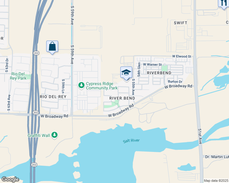 map of restaurants, bars, coffee shops, grocery stores, and more near 4008 South 56th Avenue in Phoenix