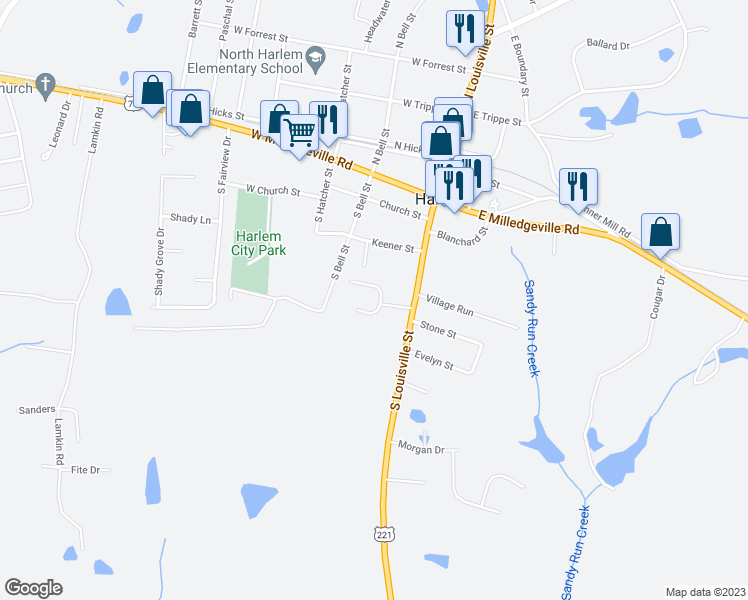 map of restaurants, bars, coffee shops, grocery stores, and more near 201 Ansley Way in Harlem