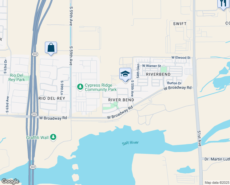 map of restaurants, bars, coffee shops, grocery stores, and more near 4008 South 56th Avenue in Phoenix