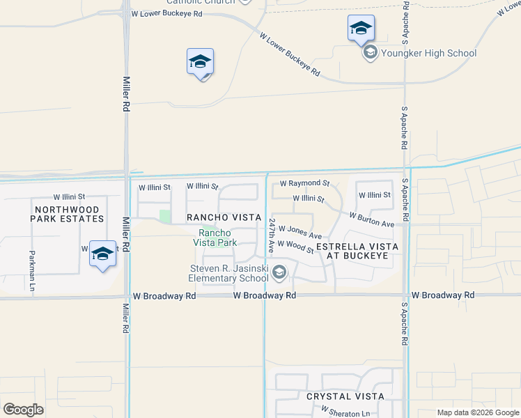 map of restaurants, bars, coffee shops, grocery stores, and more near 24724 West Wedgewood Avenue in Buckeye