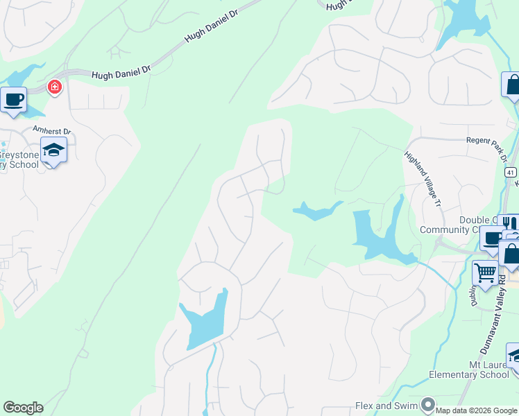 map of restaurants, bars, coffee shops, grocery stores, and more near 1084 Knollwood Drive in Birmingham