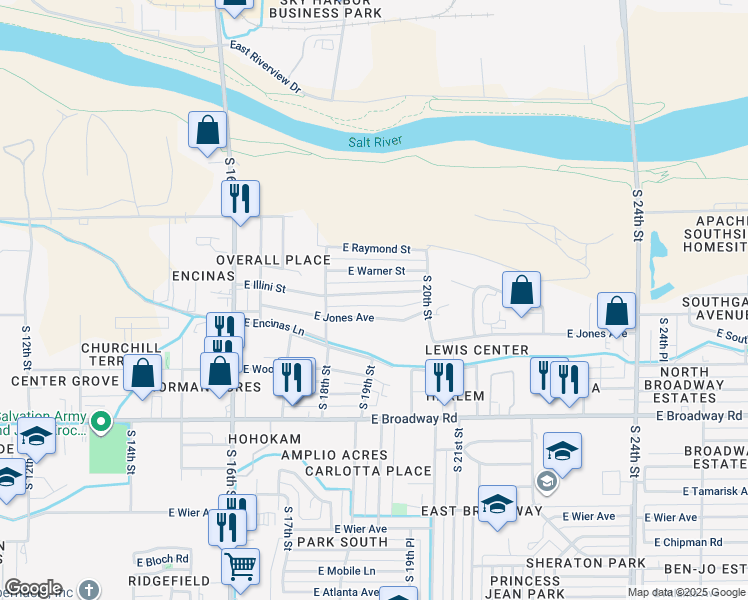 map of restaurants, bars, coffee shops, grocery stores, and more near 1845 East Illini Street in Phoenix