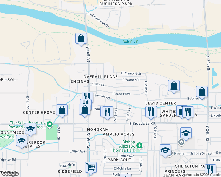 map of restaurants, bars, coffee shops, grocery stores, and more near 1721 East Illini Street in Phoenix