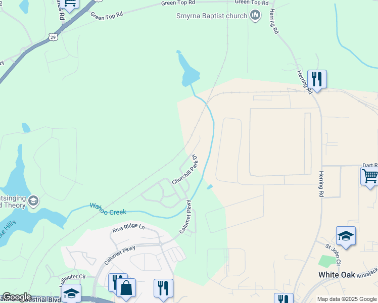 map of restaurants, bars, coffee shops, grocery stores, and more near 62 Stony Oak Drive in Newnan