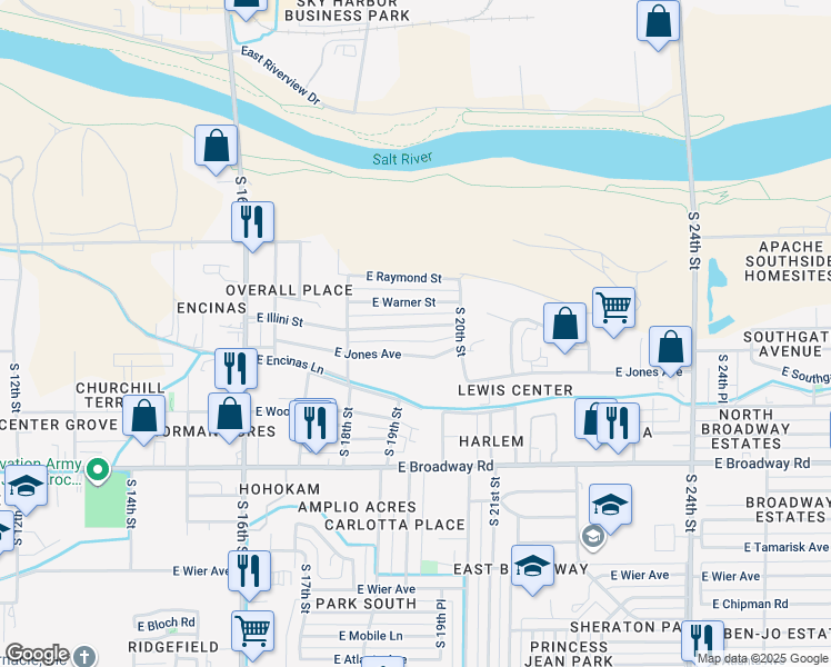 map of restaurants, bars, coffee shops, grocery stores, and more near 1845 East Illini Street in Phoenix