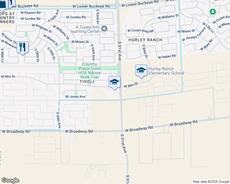 map of restaurants, bars, coffee shops, grocery stores, and more near 4130 South 91st Avenue in Tolleson