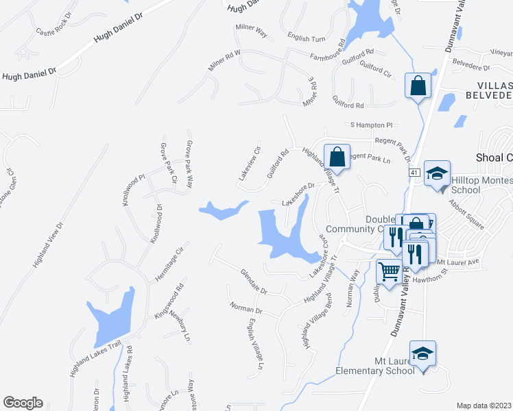 map of restaurants, bars, coffee shops, grocery stores, and more near 4120 Lakeshore Drive in Birmingham