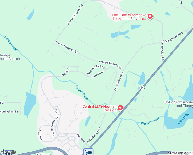 map of restaurants, bars, coffee shops, grocery stores, and more near 310 Baldwin Court in Newnan