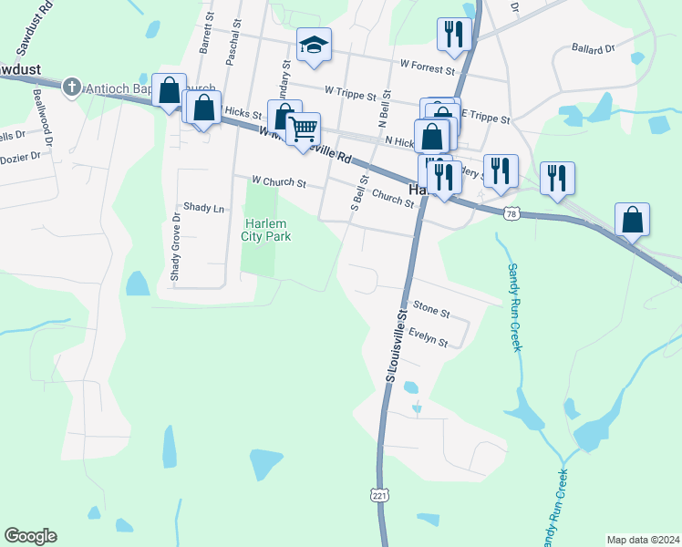 map of restaurants, bars, coffee shops, grocery stores, and more near 213 Ansley Way in Harlem