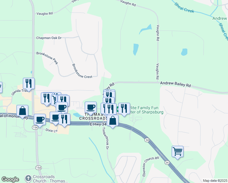 map of restaurants, bars, coffee shops, grocery stores, and more near 167 Andrew Bailey Road in Sharpsburg