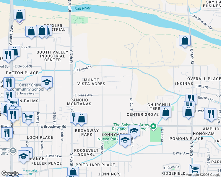 map of restaurants, bars, coffee shops, grocery stores, and more near 930 East Jones Avenue in Phoenix
