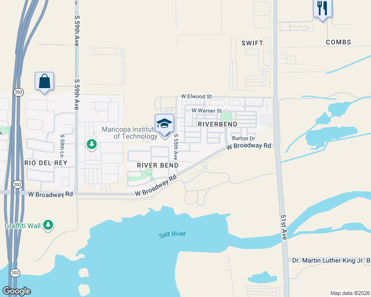 map of restaurants, bars, coffee shops, grocery stores, and more near 5455 West Atlantis Avenue in Phoenix