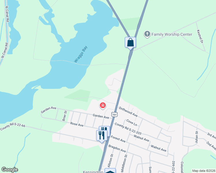 map of restaurants, bars, coffee shops, grocery stores, and more near 2515 North Fraser Street in Georgetown