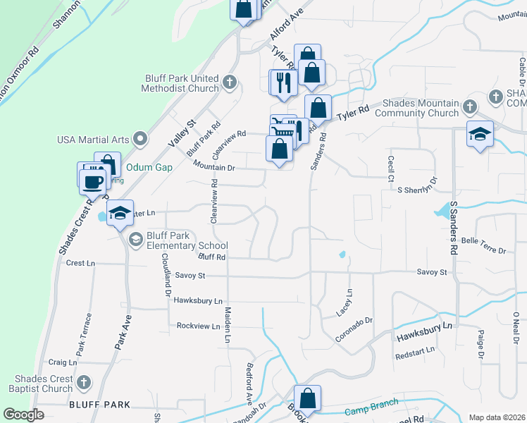 map of restaurants, bars, coffee shops, grocery stores, and more near 621 Stonehaven Road in Birmingham